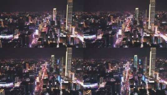 长沙国金中心ifs城市夜景唯美航拍高清在线视频素材下载
