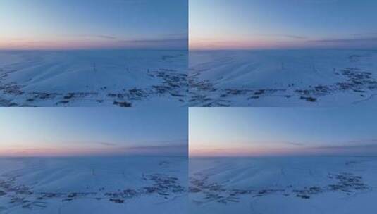 航拍鄂温克草原牧民村嘎查居住点雪景高清在线视频素材下载