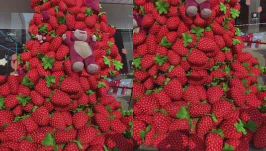 济南泉城路草莓熊瀑布，五菱宏光mini新能源高清在线视频素材下载