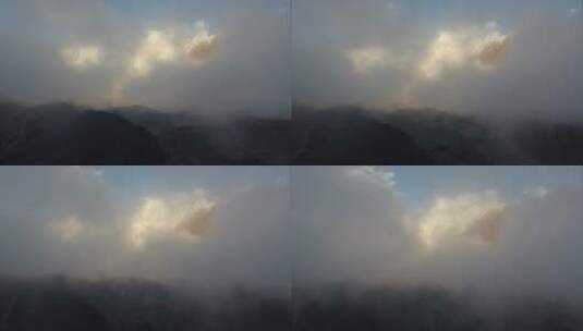 云雾中的贡嘎雪山山峰 航拍高清在线视频素材下载