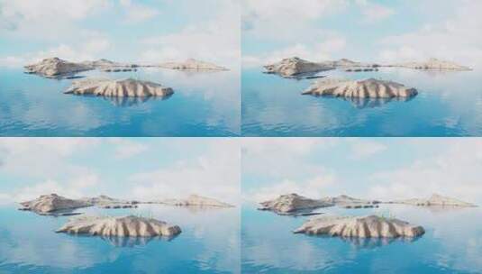 户外地形与湖面蓝天白云3D渲染高清在线视频素材下载