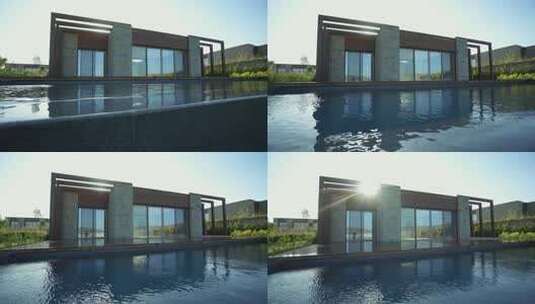 现代建筑泳池高清在线视频素材下载
