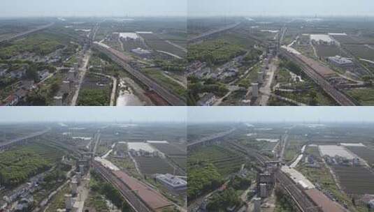 上海城市轨道交通沪苏湖铁路与高速公路高清在线视频素材下载