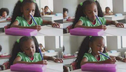 女孩在课堂上学习高清在线视频素材下载