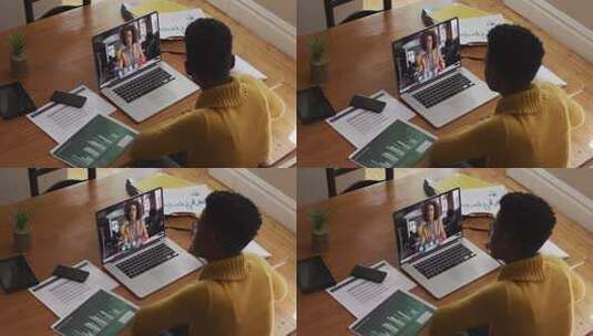 男人使用笔记本电脑进行视频通话高清在线视频素材下载