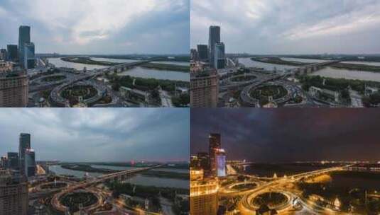 哈尔滨城市日夜 延时摄影高清在线视频素材下载