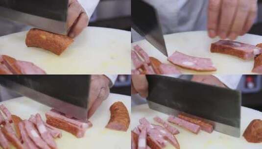切红肠做菜高清在线视频素材下载