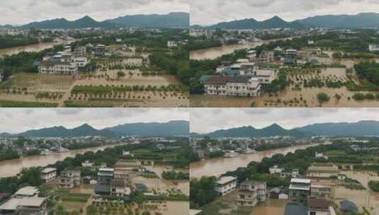 桂林居民区被淹，无人机引发的自然灾害高清在线视频素材下载