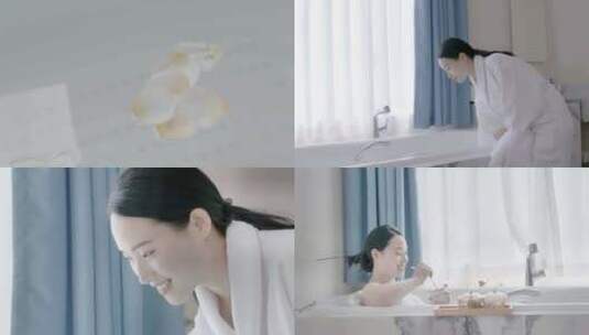 美女在浴缸泡澡高清在线视频素材下载