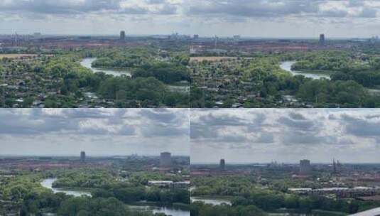 远眺丹麦首都哥本哈根城市风景高清在线视频素材下载