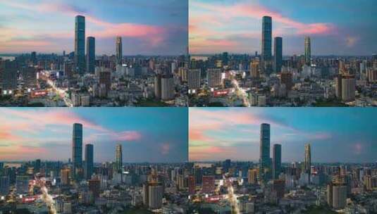 长沙市CBD国金中心黄昏火烧云日专业延时高清在线视频素材下载