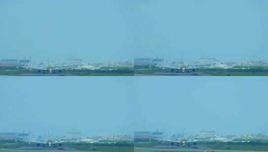 厦门高崎国际机场降落海南航空金色涂装飞机高清在线视频素材下载