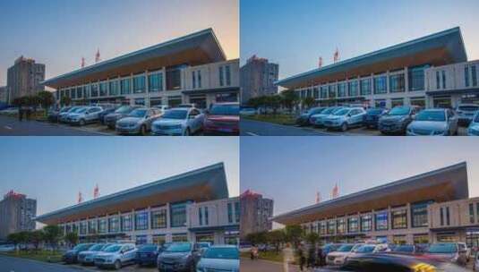 湖南长沙城际铁路总站夕阳延时摄影高清在线视频素材下载
