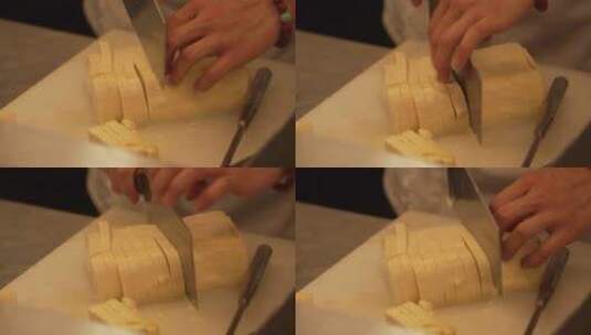 厨师切豆腐高清在线视频素材下载