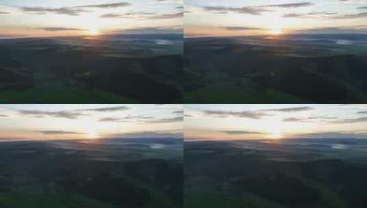 航拍黎明山区层峦大地的早晨高清在线视频素材下载