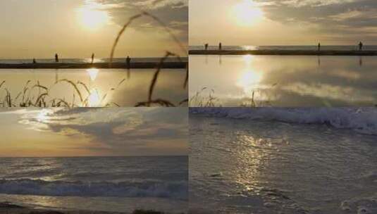 青海湖 湖面剪影 夕阳高清在线视频素材下载