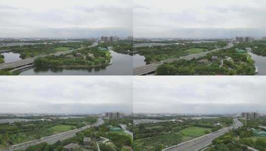 上海远香湖公园4K航拍高清在线视频素材下载