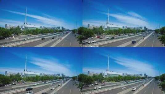 首都北京华贸桥(京通路)高清在线视频素材下载