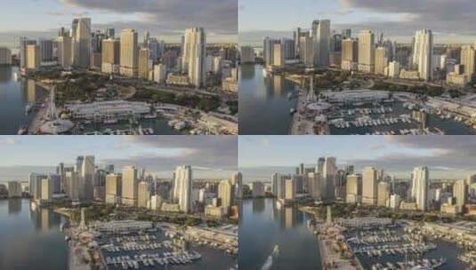 迈阿密市中心上空的空中超摄像高清在线视频素材下载
