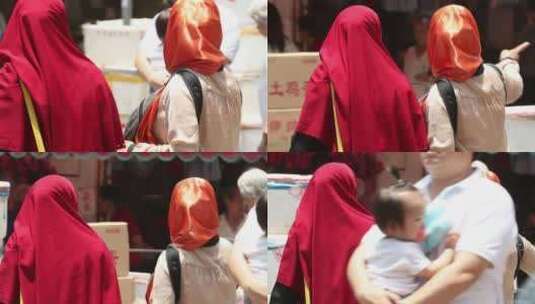 两个戴红头巾的女人高清在线视频素材下载