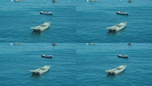 海岛渔港渔船航拍高清在线视频素材下载