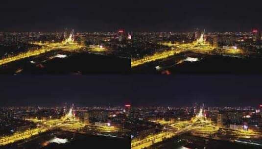 城市夜景鸟瞰航拍高清在线视频素材下载