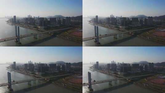 珠海横琴大桥日落高清在线视频素材下载