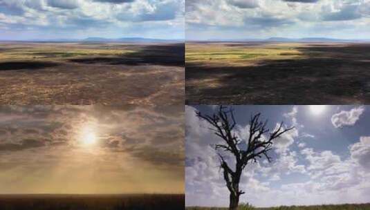 航拍内蒙古大草原风景云彩高清在线视频素材下载