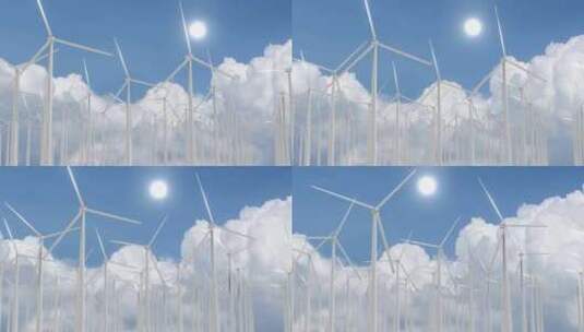 蓝天白云和风力发电动画宣传片高清在线视频素材下载
