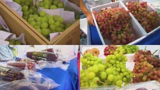 葡萄 水果摊位 提子高清在线视频素材下载