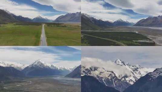 航拍新西兰库克山国家公园公路风光高清在线视频素材下载
