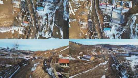 山区河道建设航拍高清在线视频素材下载