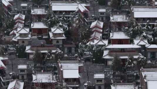 洛阳龙门石窟香山寺雪景高清在线视频素材下载