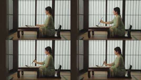 女人的日式毛笔字高清在线视频素材下载