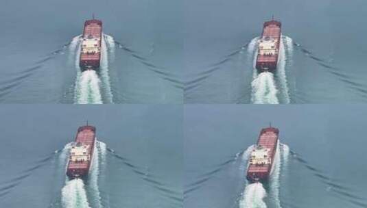 4K航拍港口远洋货轮集装箱货轮远航视频高清在线视频素材下载