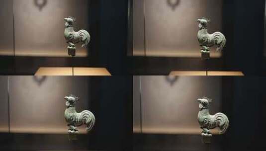 商代晚期青铜鸡，四川广汉三星堆博物馆藏高清在线视频素材下载
