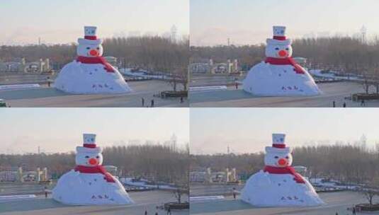 中国黑龙江哈尔滨太阳岛大雪人高清在线视频素材下载