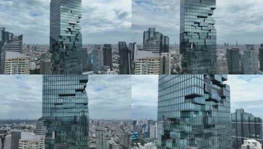 泰国曼谷像素大厦城市高楼建筑航拍风光高清在线视频素材下载