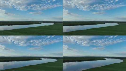 呼伦贝尔草原湿地河流高清在线视频素材下载