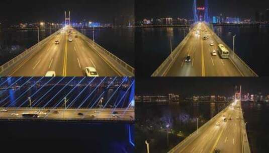 武汉二桥车流夜景高清在线视频素材下载