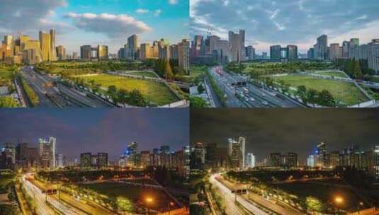 杭州_杭州市民中心航拍007高清在线视频素材下载