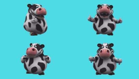 带拇指上下的有趣3D卡通奶牛（包括alp高清在线视频素材下载