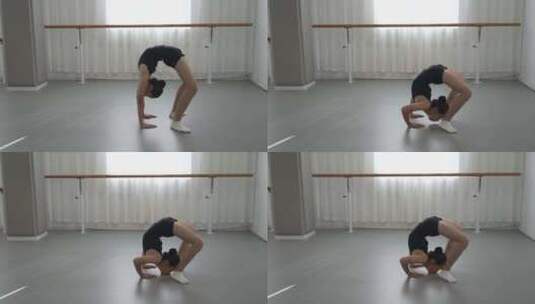 少女孩练习体操舞蹈标准动作2高清在线视频素材下载
