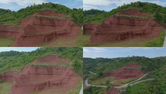 多镜头航拍红色土壤山地土质土层黏土高清在线视频素材下载