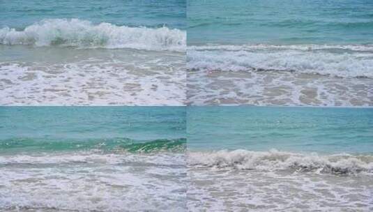 海南三亚海浪拍打沙滩慢动作高清在线视频素材下载