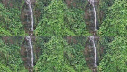绿色植物环绕的瀑布高清在线视频素材下载