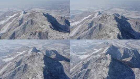 内蒙古呼和浩特马鬃山滑雪场缆车雪景航拍高清在线视频素材下载