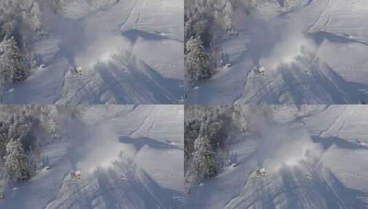 航拍吉林省吉林市北大湖滑雪场冬季风光高清在线视频素材下载