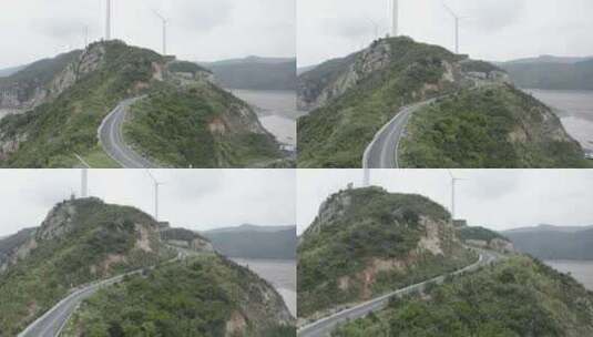 原创航拍LOG台州玉环1号公路风力发电4K-8高清在线视频素材下载