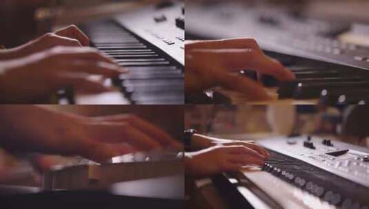 弹电子琴手部特写电子琴音乐表演演奏高清在线视频素材下载